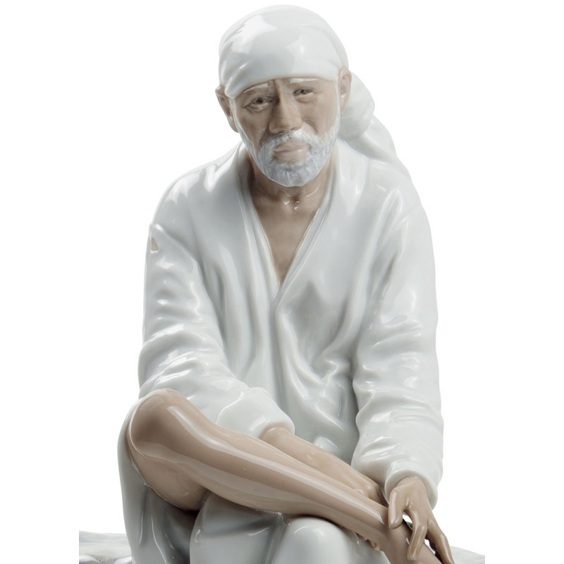 Glossy Porcelain Sai Baba Figurine, 10-inch