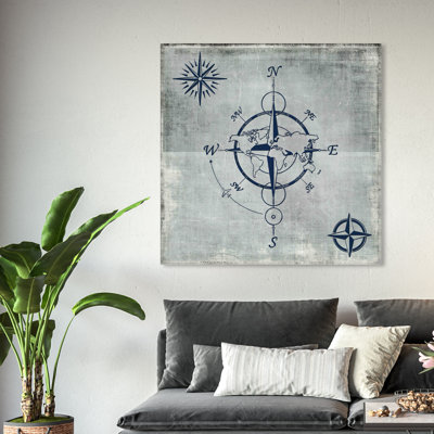 Boussole en bleu - Peinture sur toile