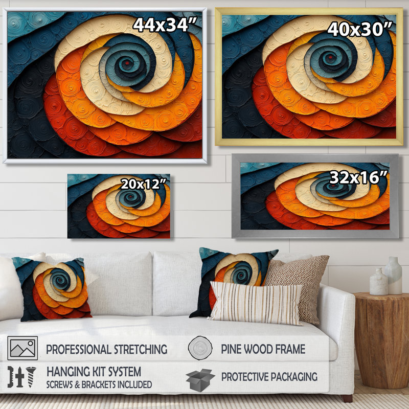 Omika - Abstract Large Wall Art, H 30 po x l 40 po, Cadre flottant, Crème, crème