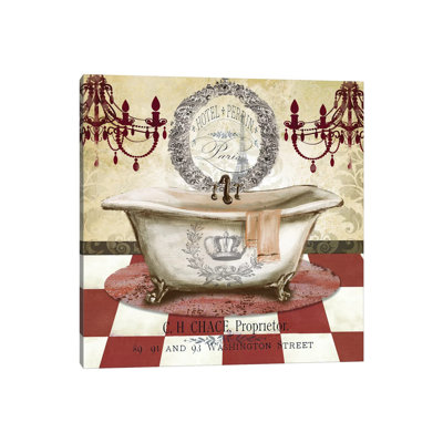 Red French Bath I by Tre Sorelle Studios - Wrapped Canvas Print