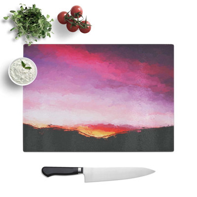 Tempered Glass Setting Sun Chopping Board