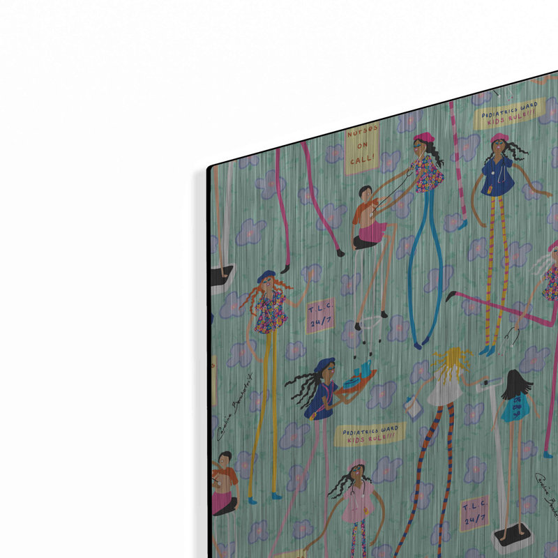 «Nurse Girls» par Caroline Benchtrit, art mural en métal, H 16 po x l 12 po x P 0,13 po