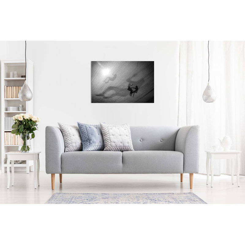Couples On A Swing Silhouette - Wrapped Canvas Print, 20cm H x 31cm W