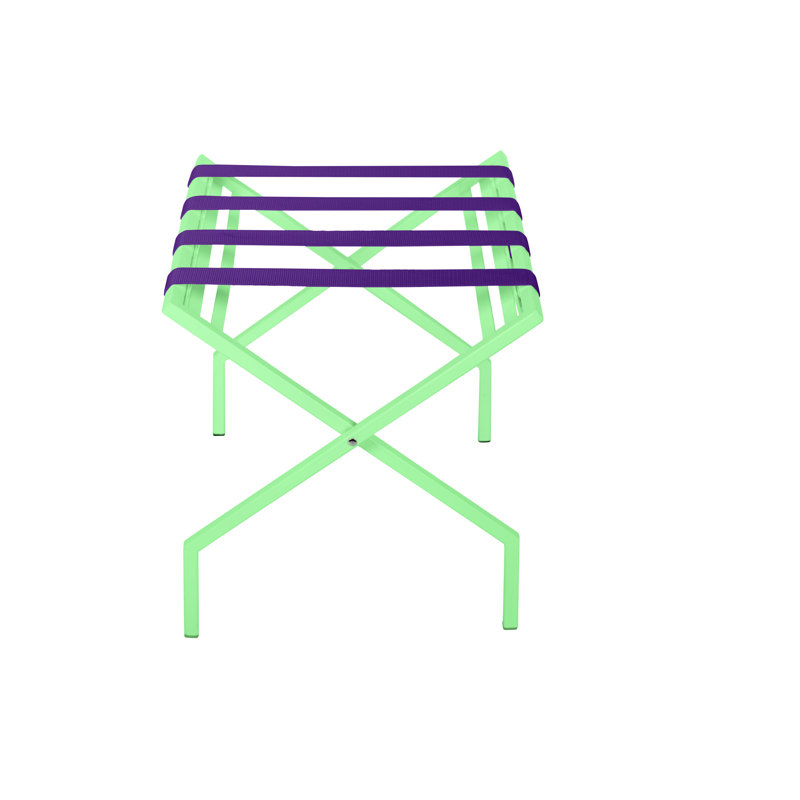 Folding Metal Luggage Rack, Purple/Mint