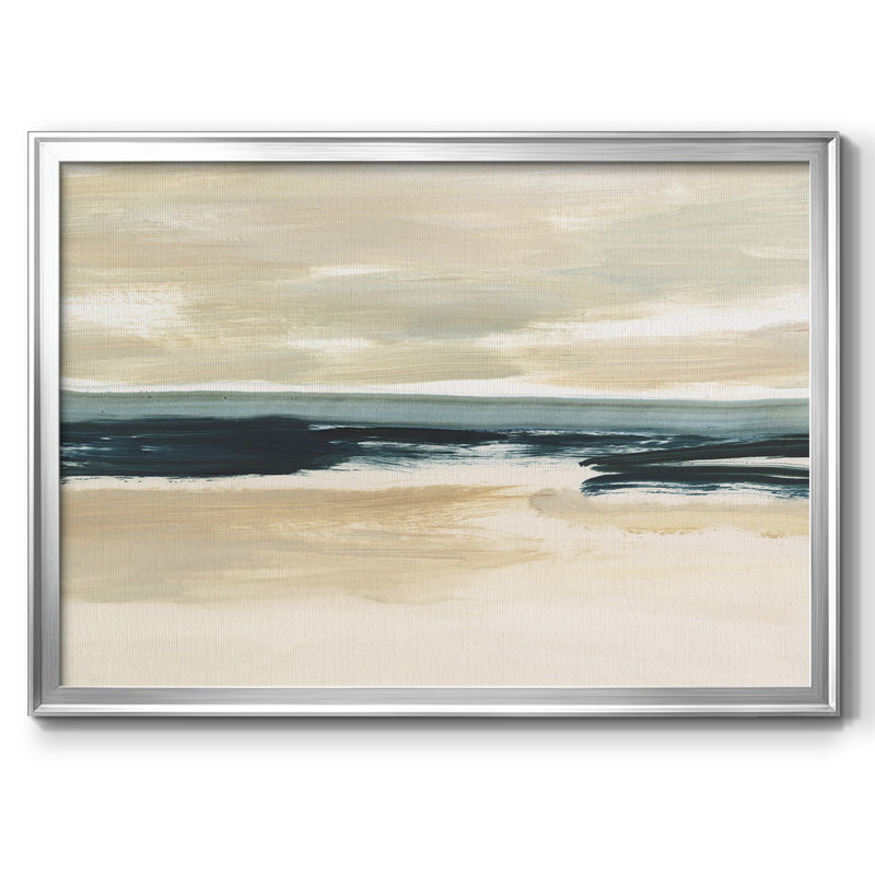 «Sand & Sea», toile tendue avec châssis en I, H 30 po x l 44 po x P 1,5 po, Argent
