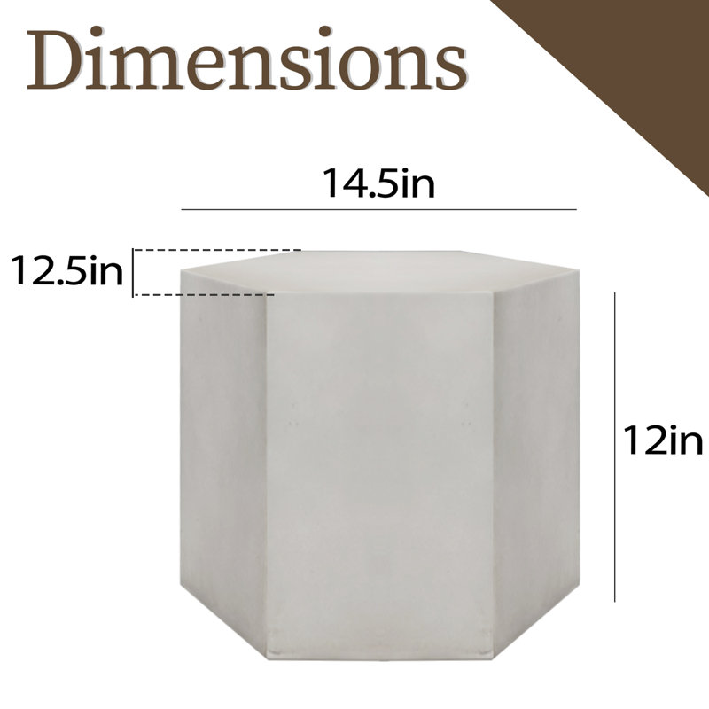 Table d'appoint Felishia, Gris clair, H 12 po x l 14,5 po x P 12,5 po