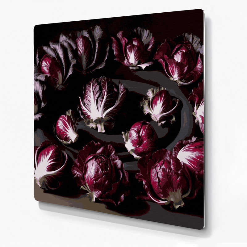 Légumes, art mural rouge en métal Radicchio, H 12 po x l 12 po
