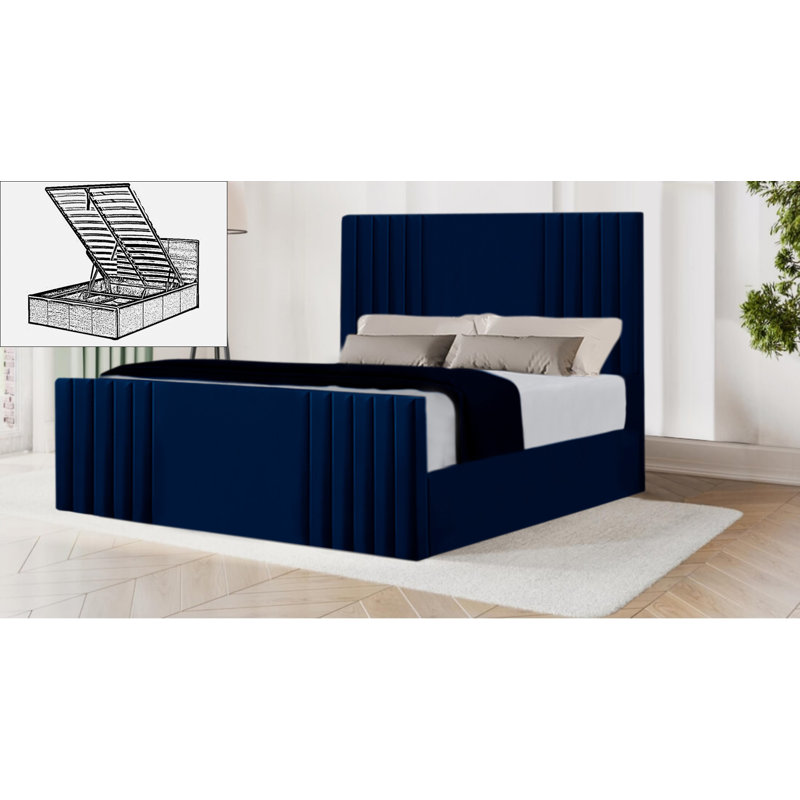 Bellissa Upholstered Ottoman Storage Bed, Double (4'6), Blue