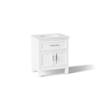 Quo 31'' Wall Mounted Single Bathroom Vanity with Solid Wood Top