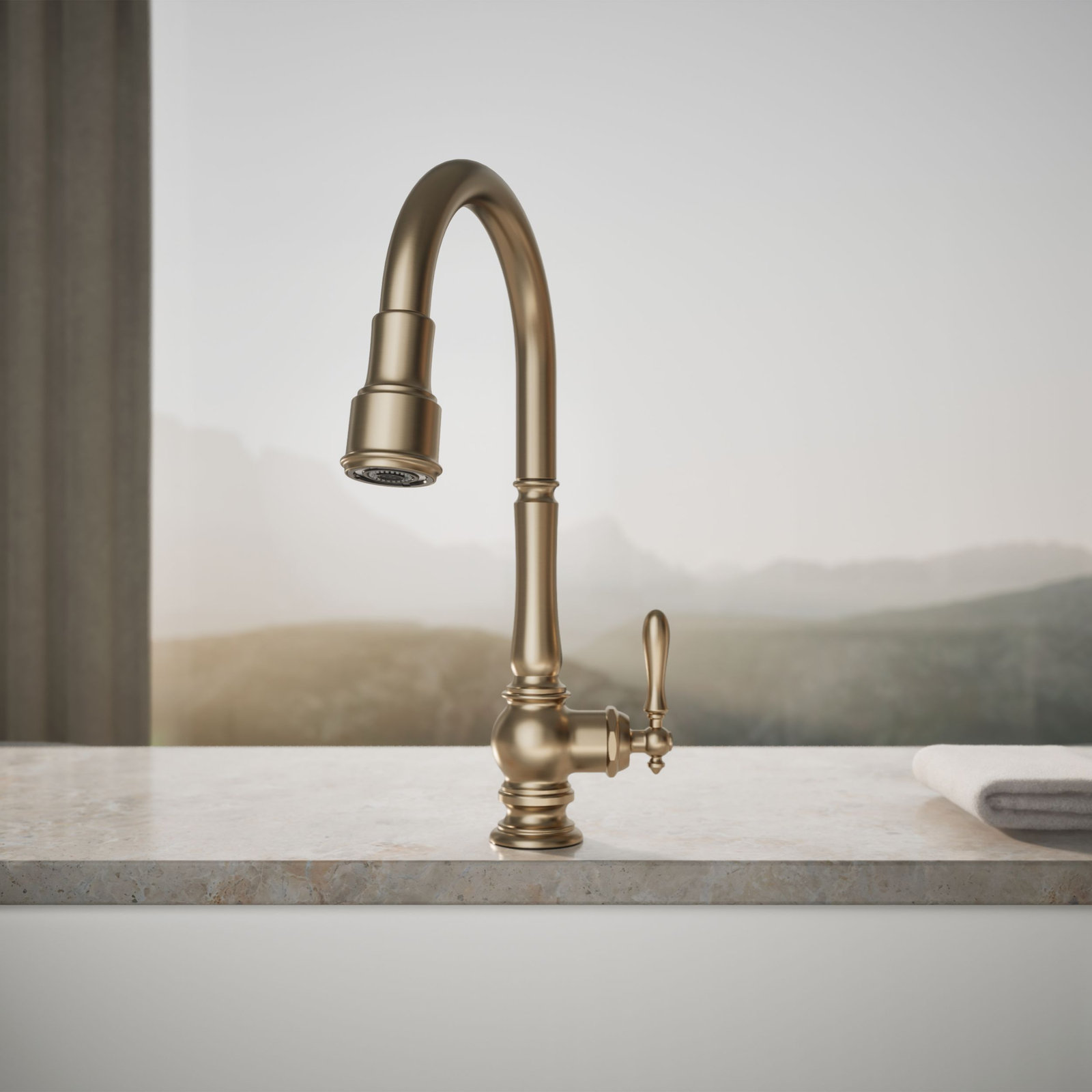 Artifacts Pull-Down Kitchen Faucet, Vibrant Brushed Bronze