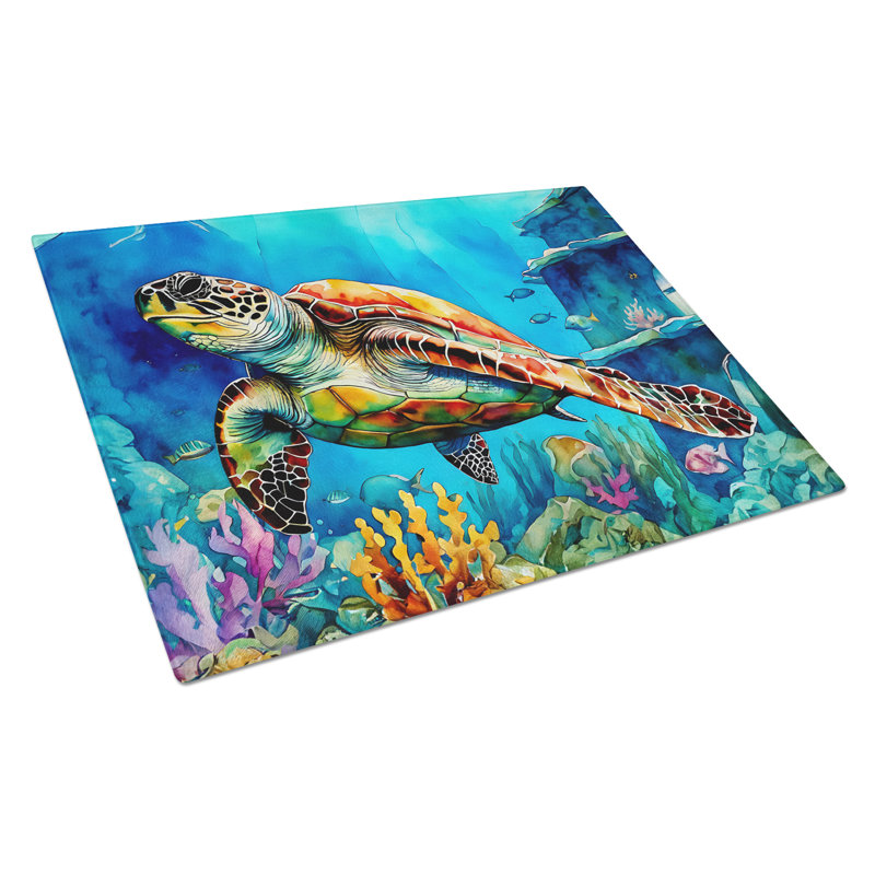 Loggerhead Sea Turtle Glass Cutting Board Large