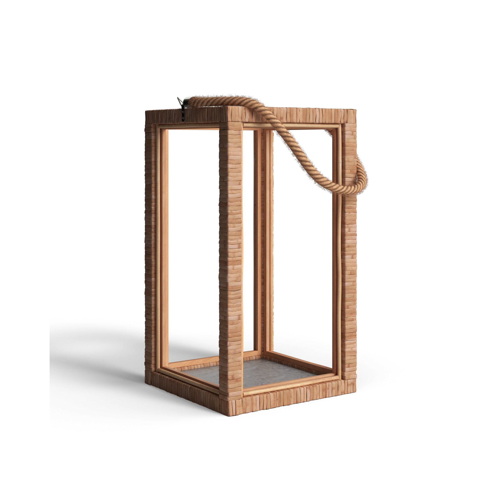 Willow Rattan Lantern, 16.5" H x 9" W x 9" D