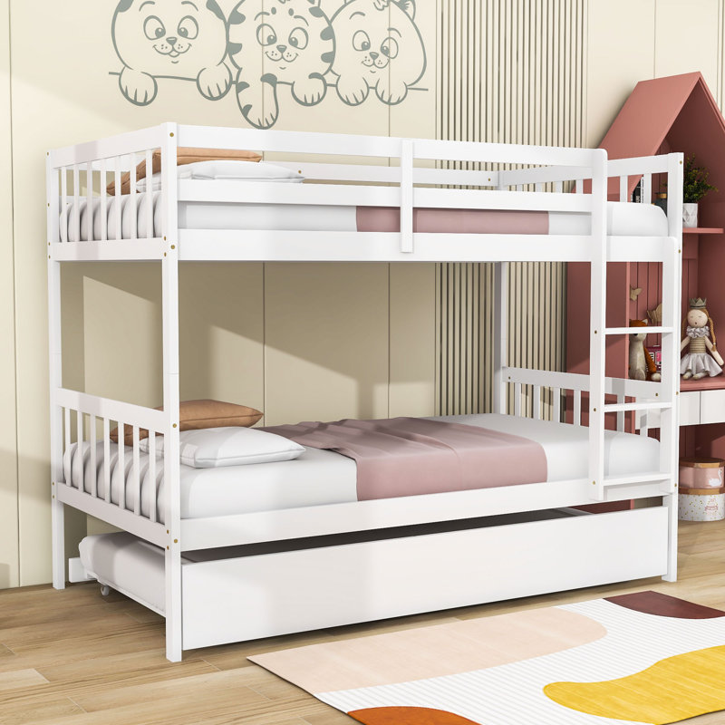 Carmelinda Kids Twin Over Twin Bunk Bed with Trundle, White