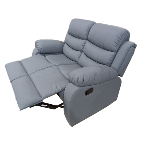 Sybley 2 Seater Faux Leather Reclining Sofa, Grey