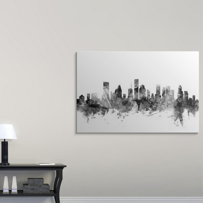 «Houston Texas Skyline» par Francy, impression, H 32 po x l 48 po x P 1,5 po, Toile