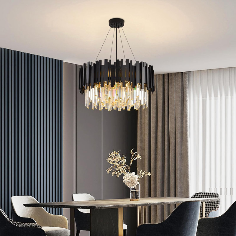 10 - Light Chandelier, Length 55cm, Matte Black
