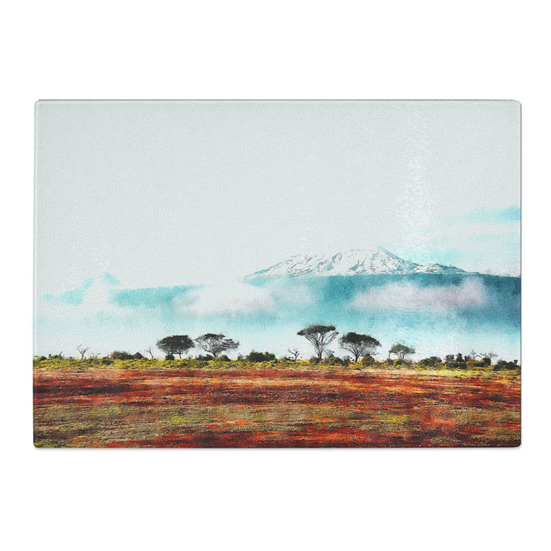 Tempered Glass Mount Kilimanjaro in Tanzania Chopping Board, 28.5 cm x 39 cm