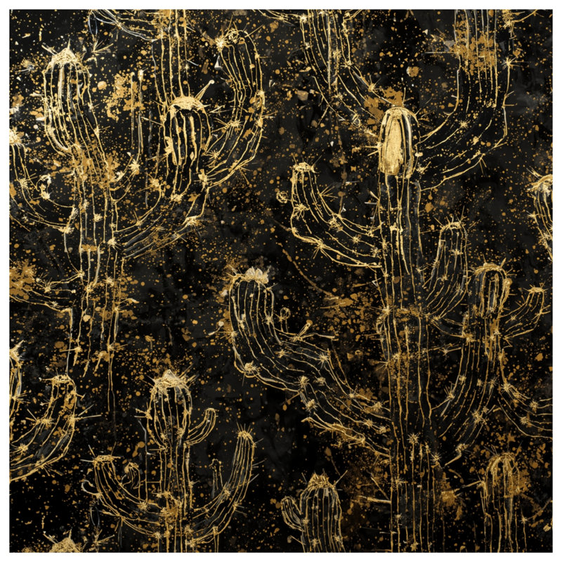 Tapis de bain doré noir avec cactus, L 34 po x L 21 po