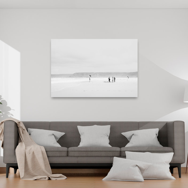 Impression sur toile Calm Beach Surfers Minimalist Peaceful Coastal, 40" H x 60" W
