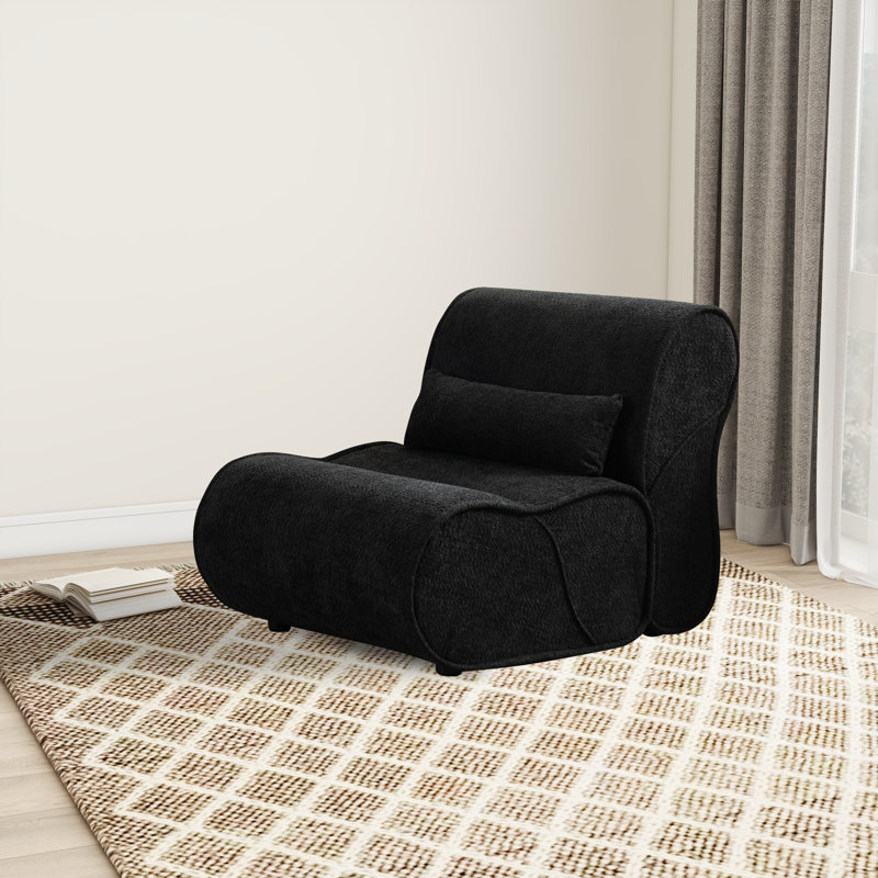 Fauteuil de chambre confortable avec rembourrage de taille, Bouclé noir
