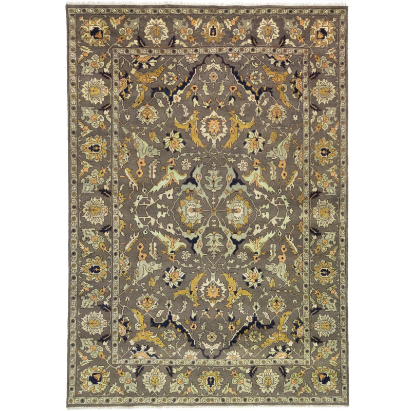 Tapis oriental brun / beige en laine noué à la main 9 pi 10 po x 14 pi Oriental