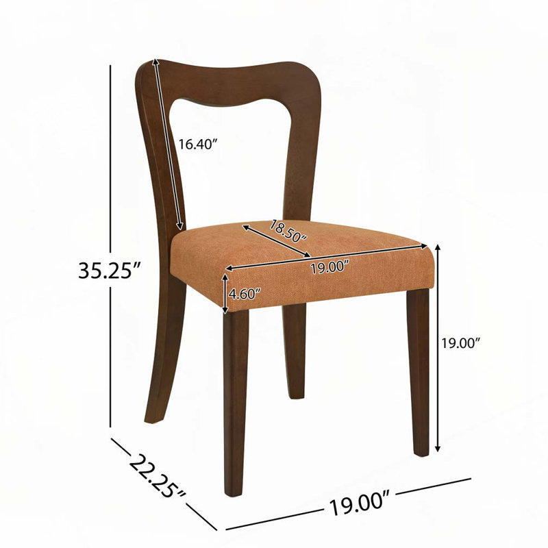 Alaric Mid-Century Modern Rubberwood Dining Chairs, Walnut, Beige