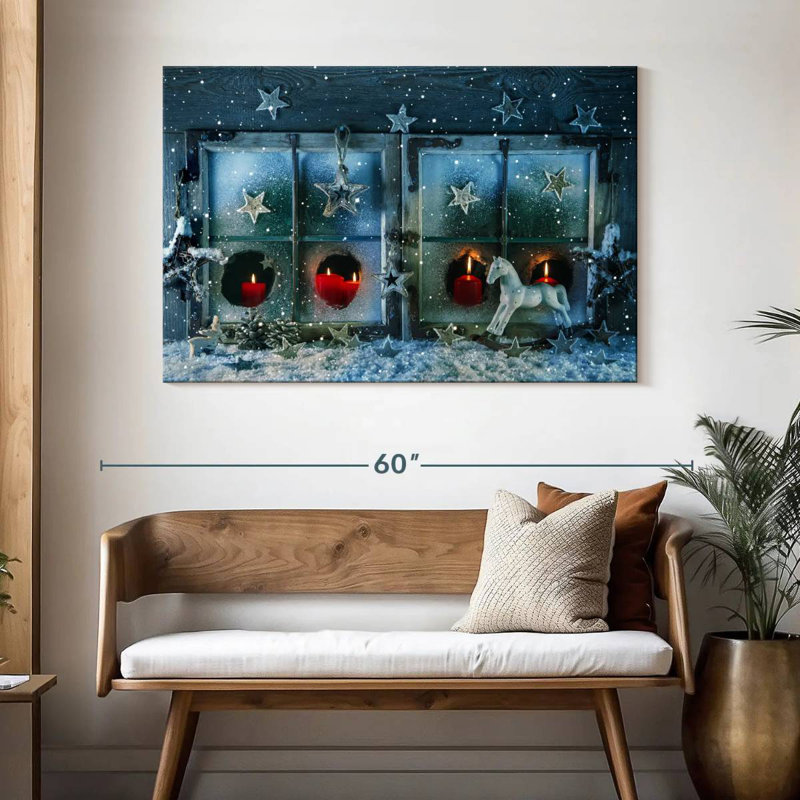 Fenêtre blanche de Noël, H 32 po x l 48 po