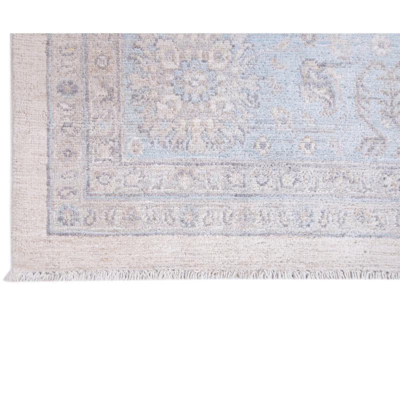 Tapis ivoire et gris clair noué à la main de haute qualité