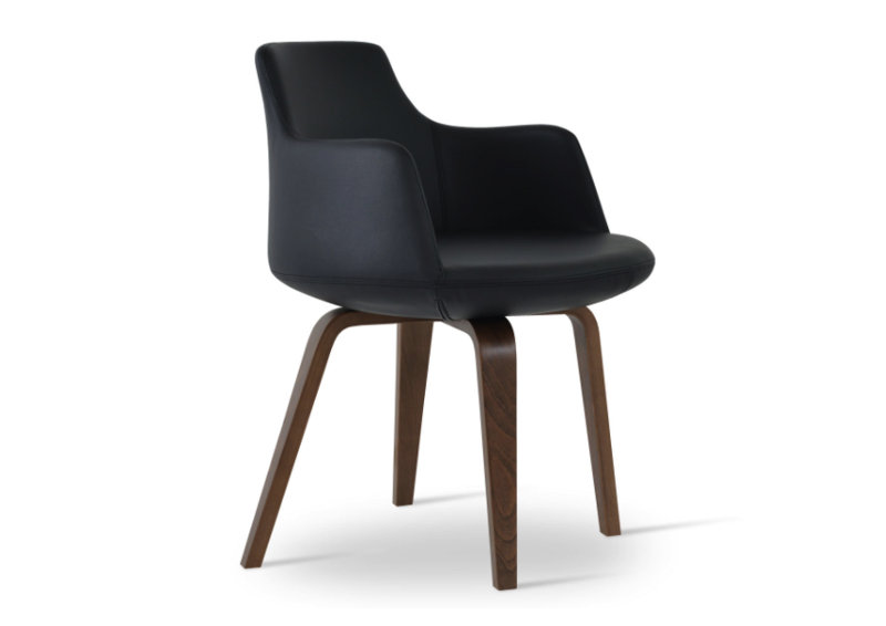Dervish Plywood Arm Chair, American Walnut, Gray Faux Leather
