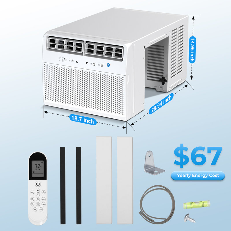  Climatiseur de fenêtre en forme de U 12 000 Btu - Ultra silencieux 45db, refroidit 550 pieds carrés, 6 modes et télécommande, économie d'énergie avec mode veille et capteur de température automatique