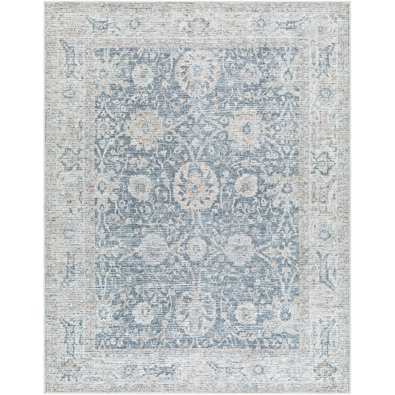 Piedmont Light Grey Machine Washable Area Rug, Rectangle 6'7" x 9'