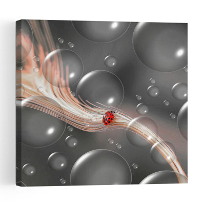 Path Ladybug Abstract Elegant Modern Ladybug Wall Art Print 1 Piece Wrapped Canvas Wall Art