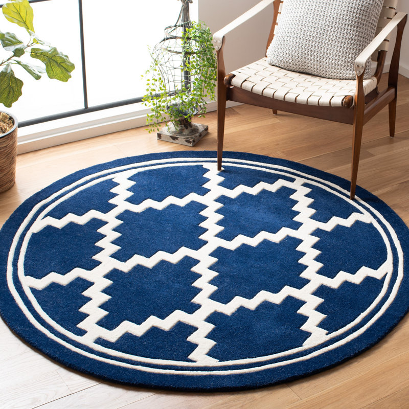 Carolene Hand Tufted Wool Geometric Rug, Round 5'