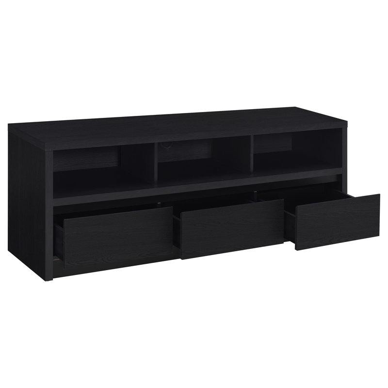 Rutland 3-Drawer TV Stand Media Console Black, 22"H x 59"L x 15.5"W