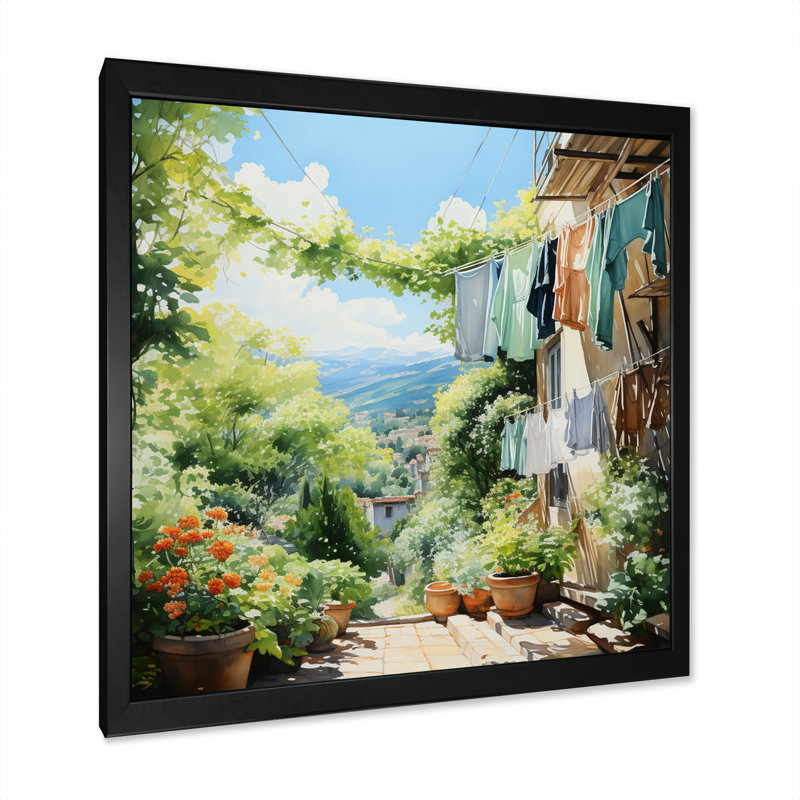 Art mural sur toile de ferme, impression de scène rustique «Laundry Day In Province I», H 30 po x l 30 po x P 1 po