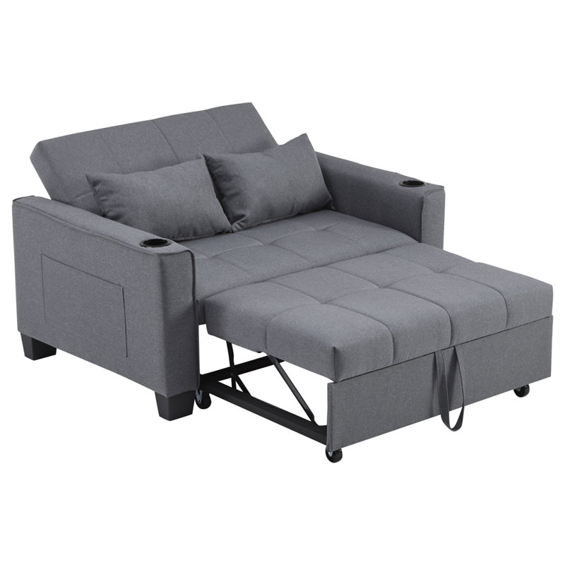 2 Seater Fabric Sleeper, Grey
