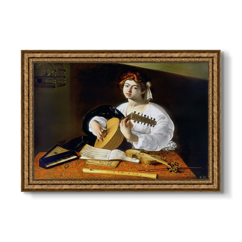 Le joueur de luth (version Wildenstein), v. 1596-Caravage - Toile avec cadre sur mesure, 16 po x 22 po, Toile avec cadre
