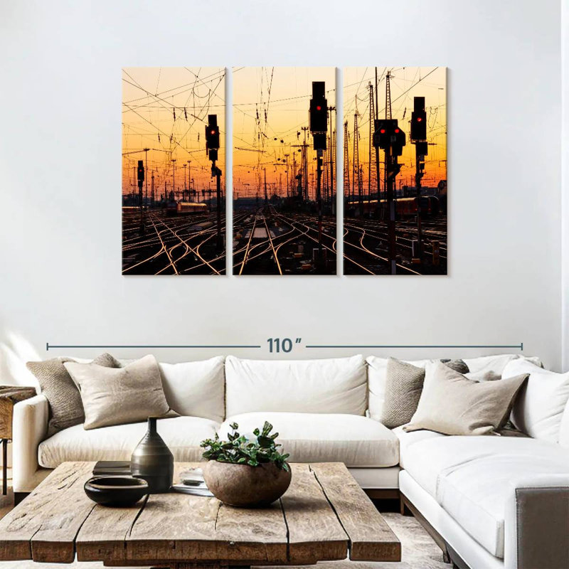 Lilie Train Tracks At Sunset, 48" H x 74" W
