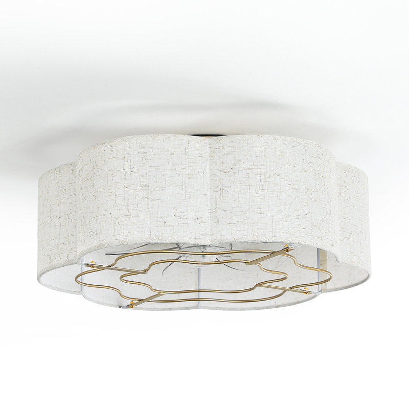 Ventilateur de plafond en cage 19,3 po avec abat-jour en tissu, ensemble d'éclairage et télécommande Boho, Fabric