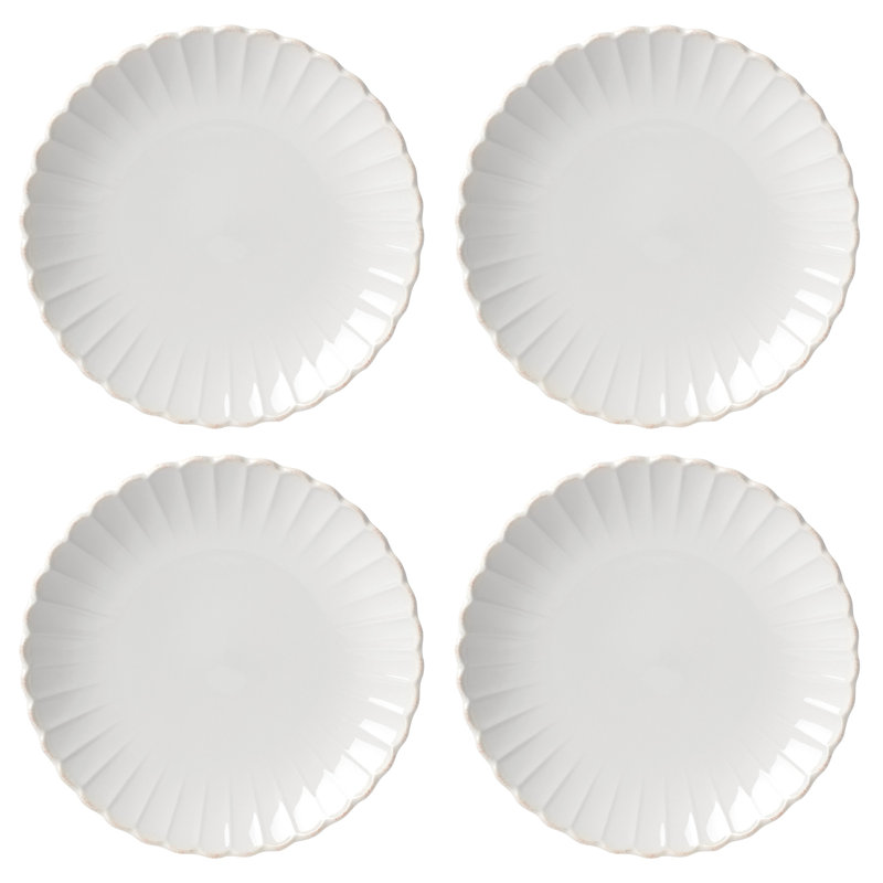 French Perle Scallop 4-Piece Dinner Plate Set