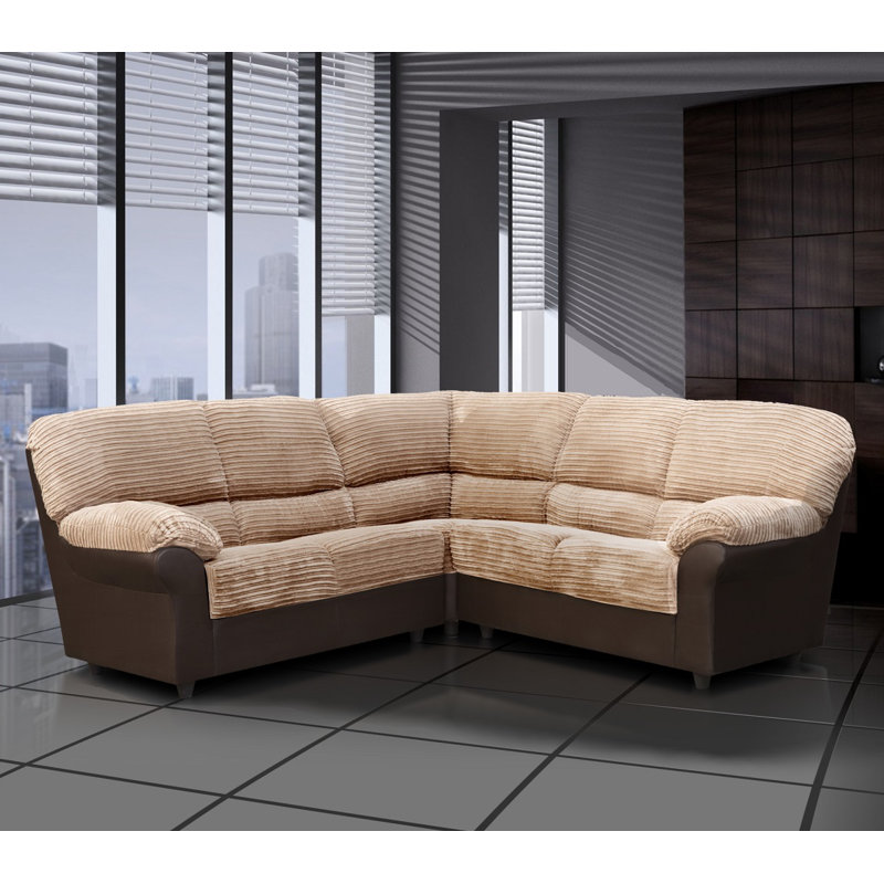 Orchard Lane 4 Seater Corduroy Corner Sofa , Brown/Brown