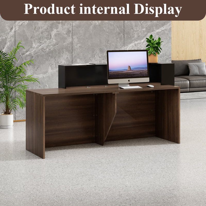 Modern Rectangular Reception Desk With Cable Management, 40.75" H x 70.86" W x 23.6" D