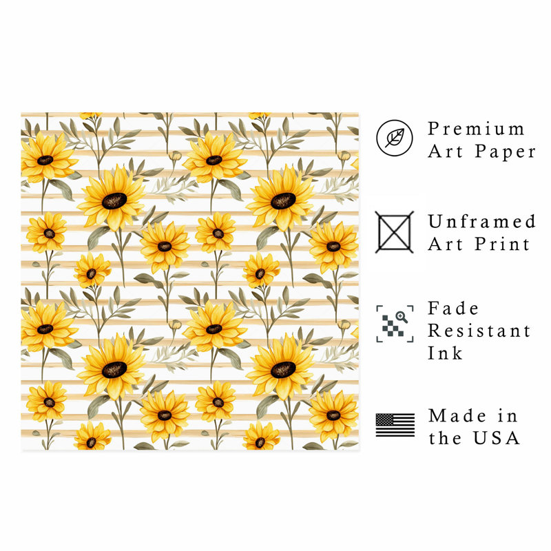 Motif de tournesols floraux, H 24 po x l 24 po