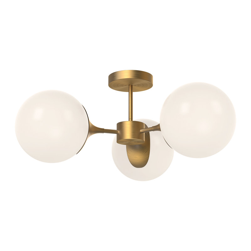 Nouveau 3 - Light Semi Flush Mount, Aged Gold