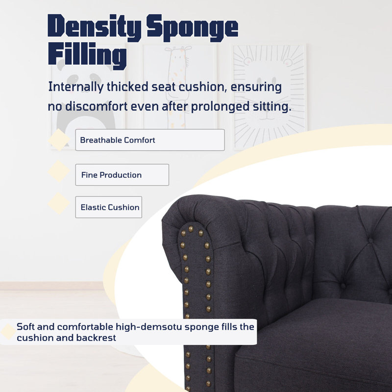 Living Room Set, Dark Grey, Linen