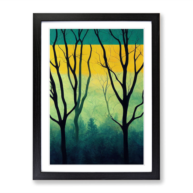 FRM-V0523-986X Forest Art Marbling Vol.2 1 Piece Wall Art, 34cm H x 25cm W x 2cm D, Black Framed