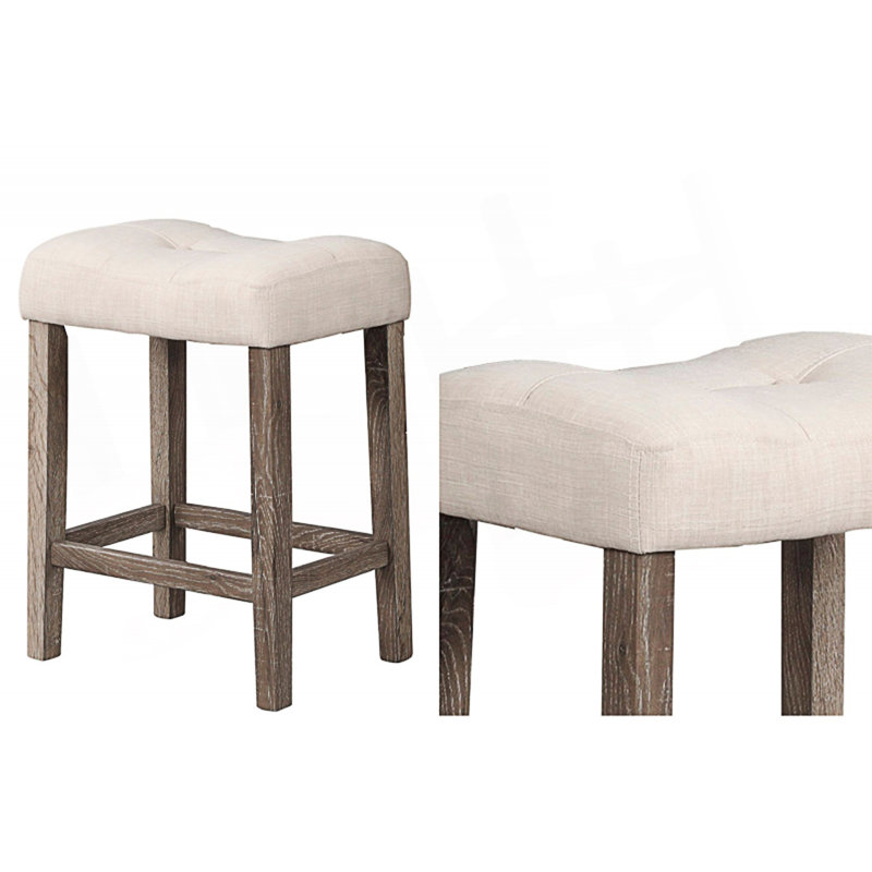 Ensemble de 2 tabourets de hauteur comptoir, tabouret de style transitionnel avec repose-pieds et siège capitonné