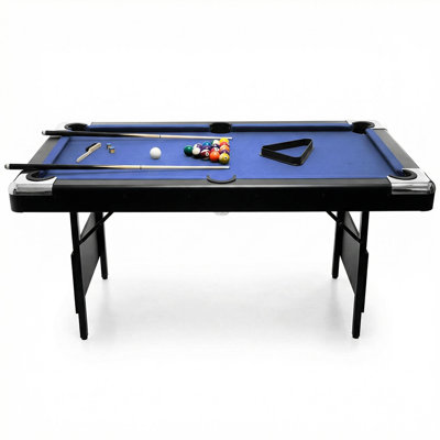Table de billard pliante 7 pi avec feutre de qualité supérieure - Table de billard portable avec boules, 2 queues, craie et brosse pour les salles de jeux et les loisirs à la maison