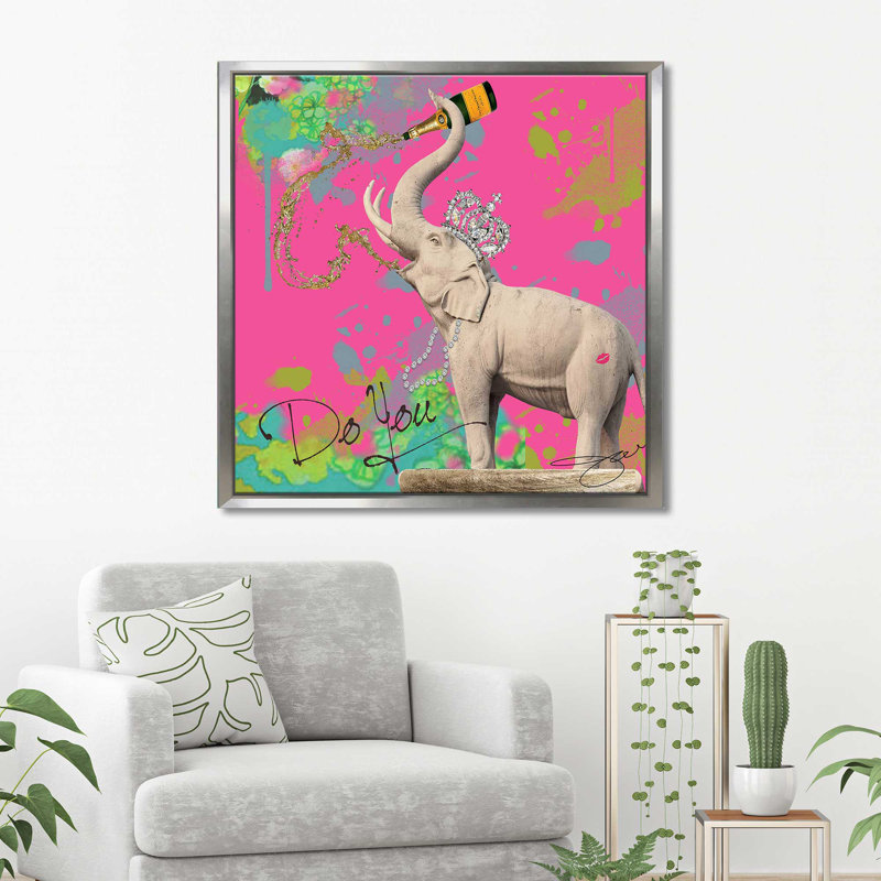 «Elephant, Do You (Square)» par Jodi - impression, Cadre flottant argent, H 39,5 po x l 39,5 po x P 2 po