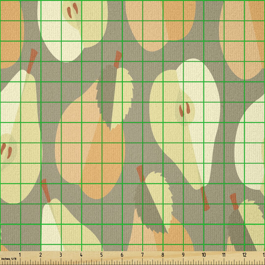 Stoff als Meterware, Cartoon Birnen Zusammen Blätter, Obst, Mehrfarbig